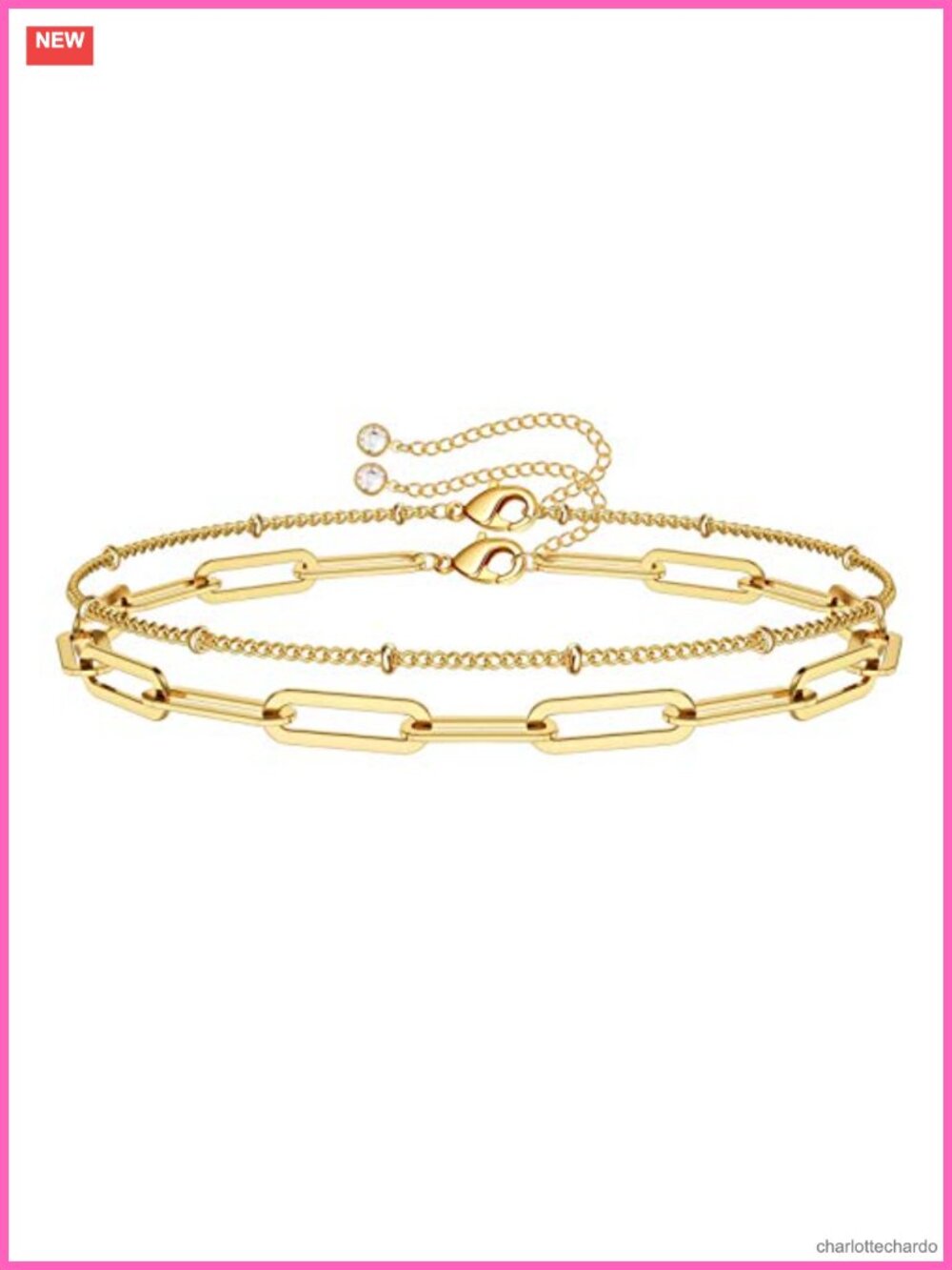 14K Gold Plated Adjustable Beaded Bracelets Women Layered